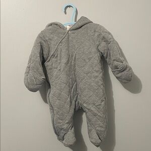 First Wish Cozy Gray Quilted Kids One Piece 0-3